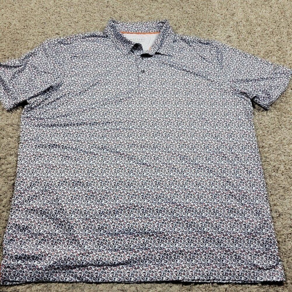 Maelreg Polo Shirt Mens 2XL Geometric Golf Short Sleeve Performance
